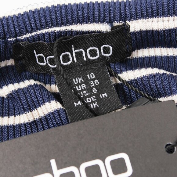 Boohoo Petite Stripe Ribbed Fold Over Mini Skirt - Size 6 - NWT - Picture 5 of 8
